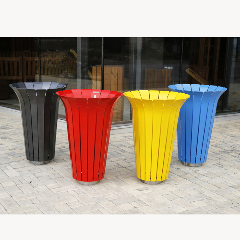 室内外镂空垃圾筒铁艺垃圾箱售楼部公园景区商场广场成品果皮箱