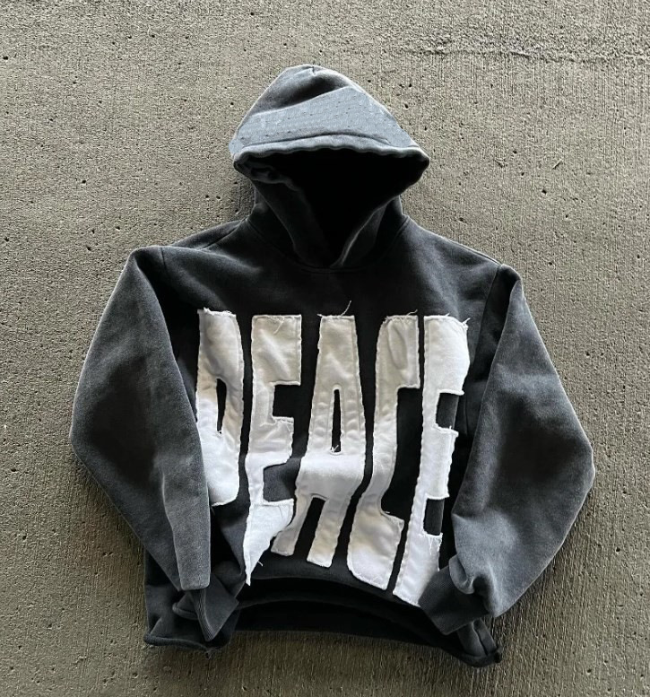 Herrenbekleidung, neue Sweatshirts, modische Persönlichkeit im Streetstyle, mit Buchstabenstickereien, Kapuzenpullover mit langen Ärmeln_voghion.com