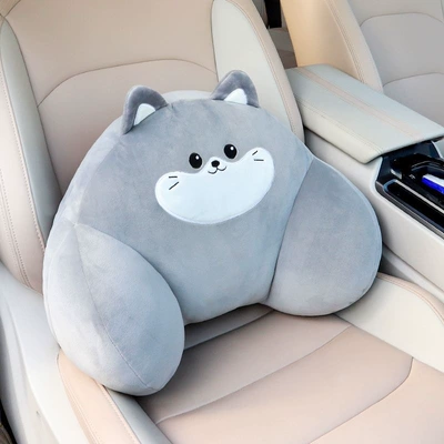 Waist support – cute cartoon design - charming-gray-cute-cat-lumbar-pillow-1-piece