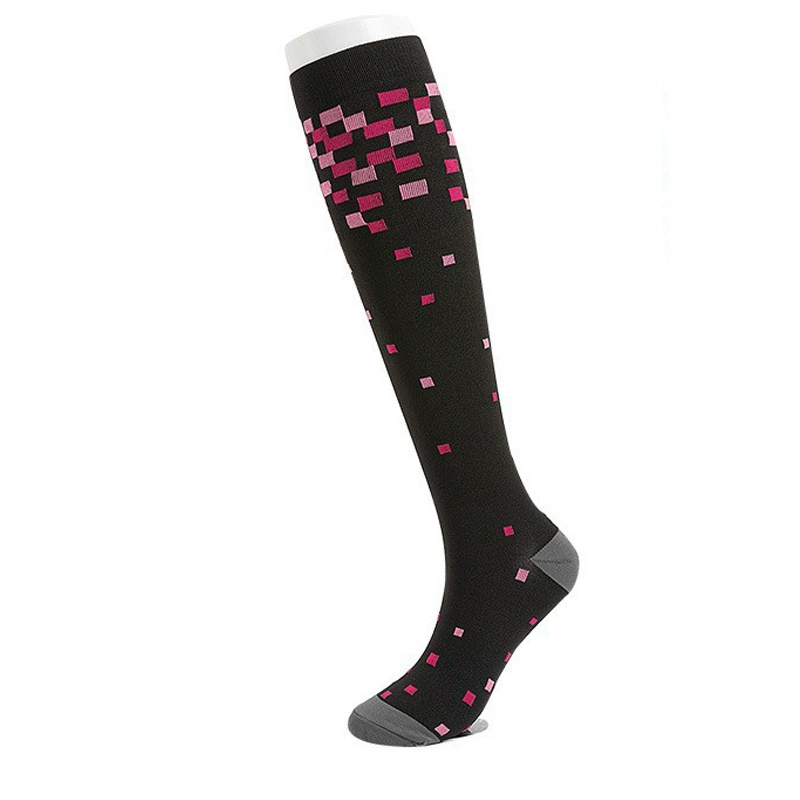 Compression Running Socks, Unisex Jacquard Knee-High Socks, Multiple Patterns, S/M & L/XL