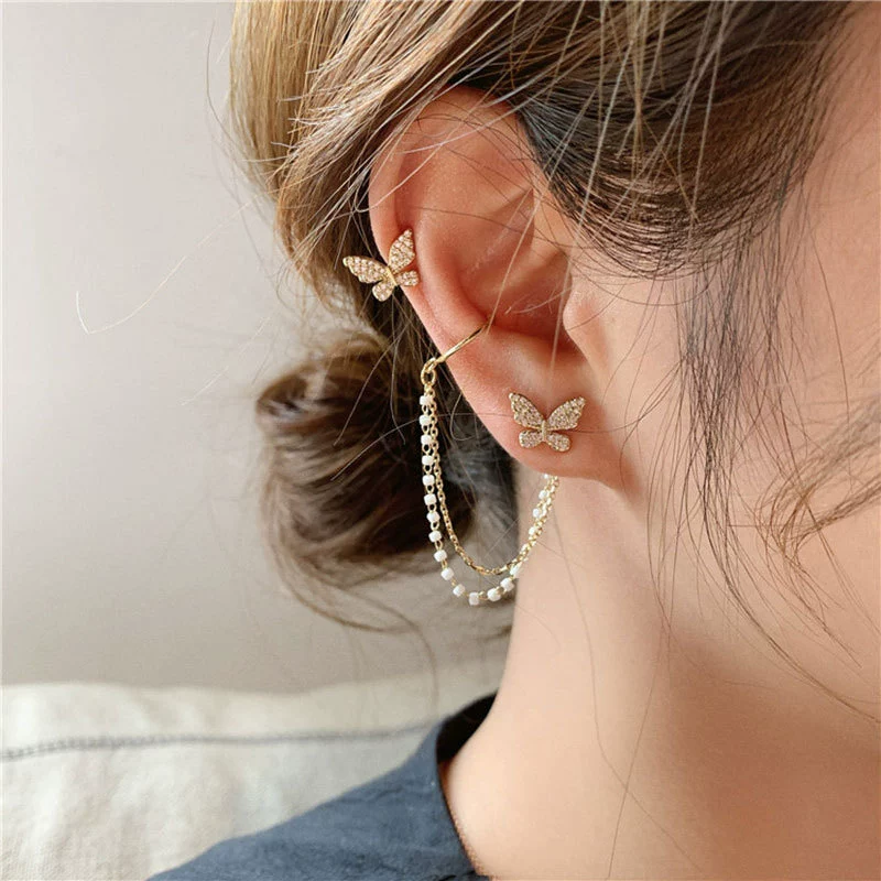 Ear clips with tassels, brand earrings, accessory, internet celebrity, wholesale