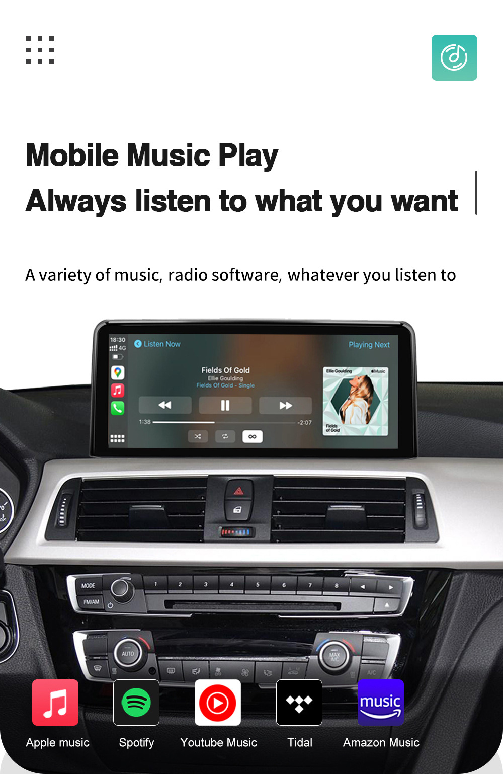 10.25 "Wireless CarPlay Display for 3 Series/4 Series NBT Radio Player Linux Touch Screen
