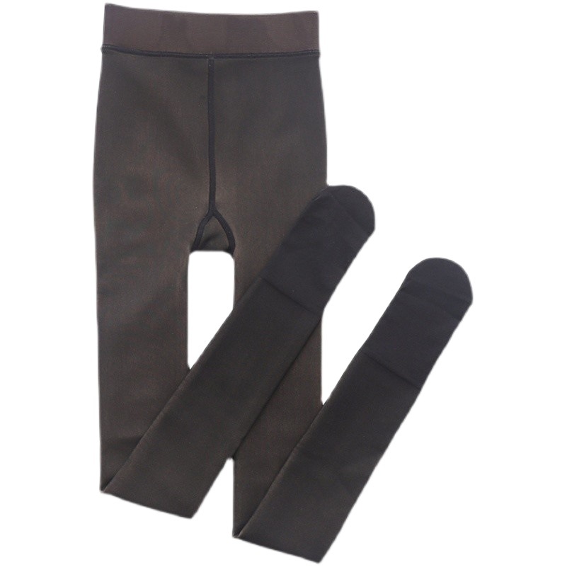 Calcetines de pierna ligera artefacto falso transparente anti-enganche Otoño e Invierno polainas forradas de vellón desnudo negro transparente espesado pantimedias de mujer