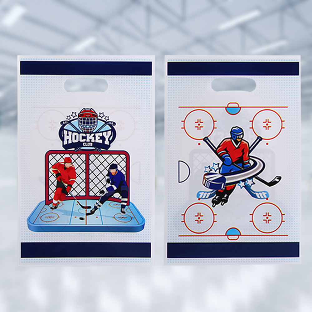 批发跨境冰雪曲棍opp手提糖果袋玻璃纸礼品袋印花饼干包装回礼袋