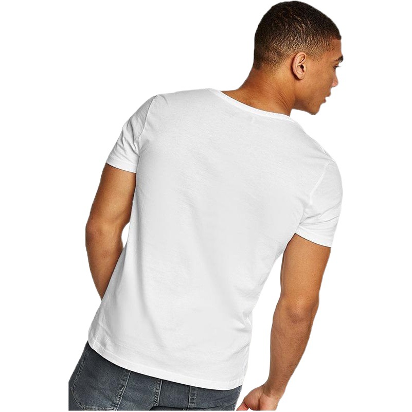 Especial transfronterizo para hombres Fitness Deportes Ocio verano algodón absorbente de sudor color sólido Tamaño europeo profundo cuello en V Camiseta entrega de una pieza