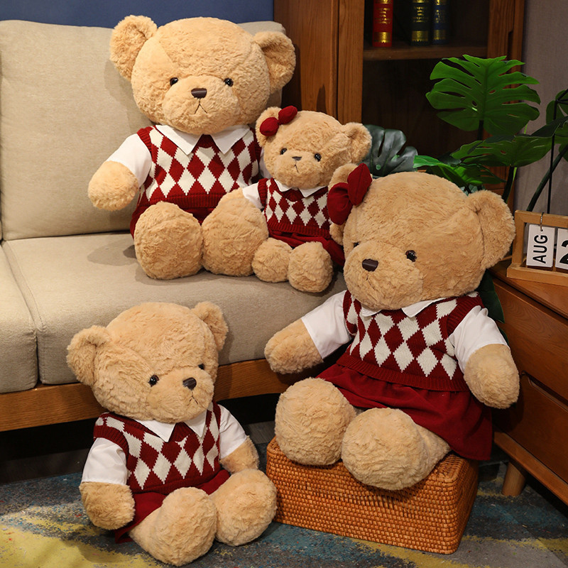 毛衣情侣泰迪熊公仔小熊玩偶哄睡布娃娃毛绒玩具送生日礼物批发