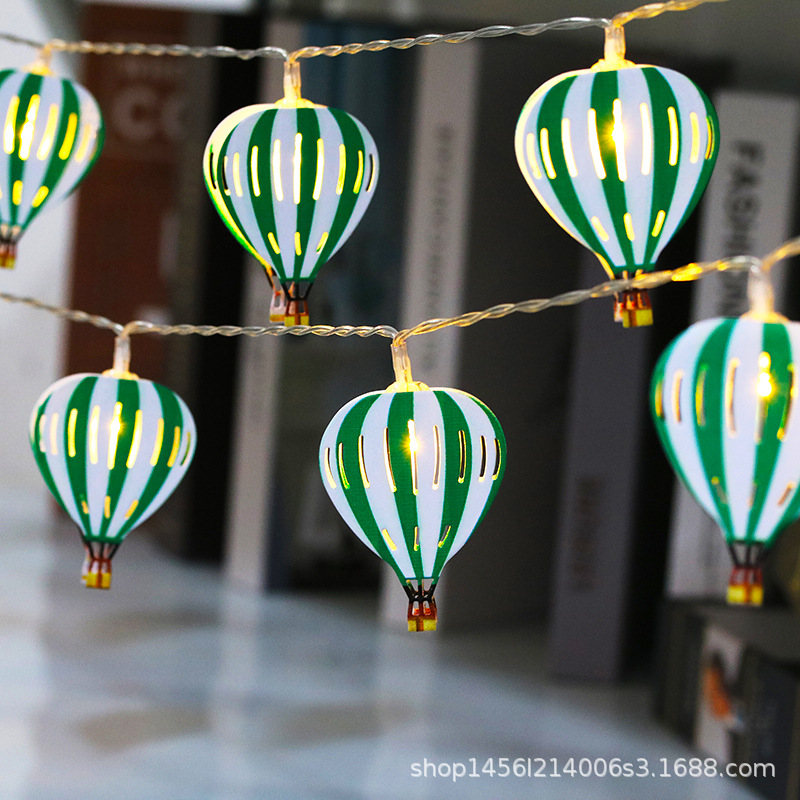 Nueva Cadena de luz LED de hierro globo de aire caliente ins caja de batería interior Cadena de Luz Decoración de Navidad pequeño colgante de luz de color