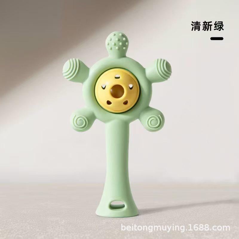 Diente de goma para bebés dientes fijos palito de molienda juguetes de campana palma de silicona mordida puede hervir la mano