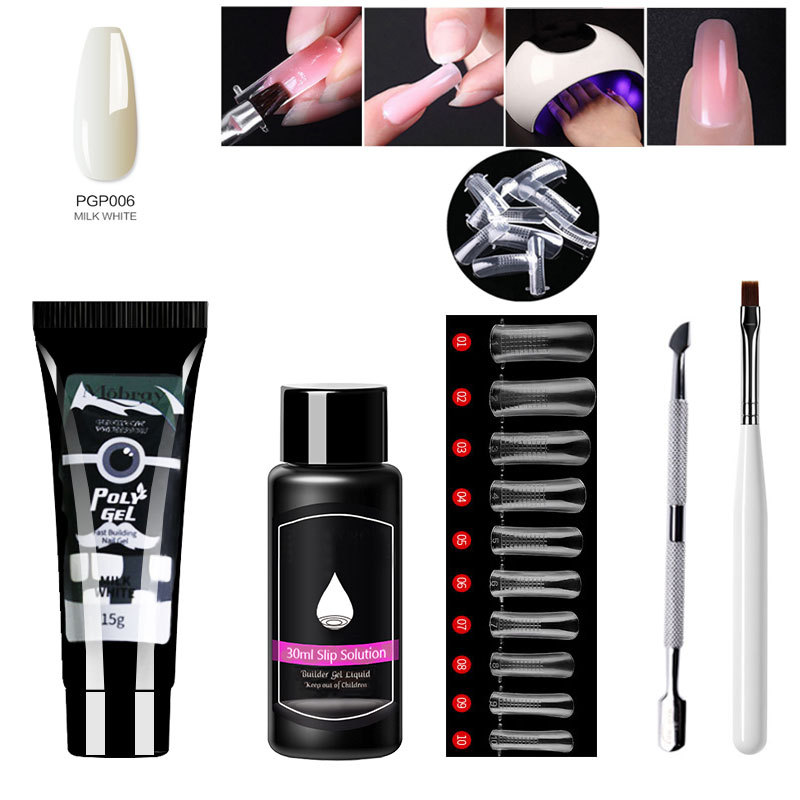 Suministro transfronterizo venta rápida extensión de traje de manicura conjunto completo de uñas de cristal forma extensión pegamento para hornear lámpara UV pegamento