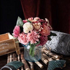 Factory Wholesale Rose Carnation Bouquet Artificial Flower Foreign Trade Fake Flower Home Wedding Home Decor GF15538