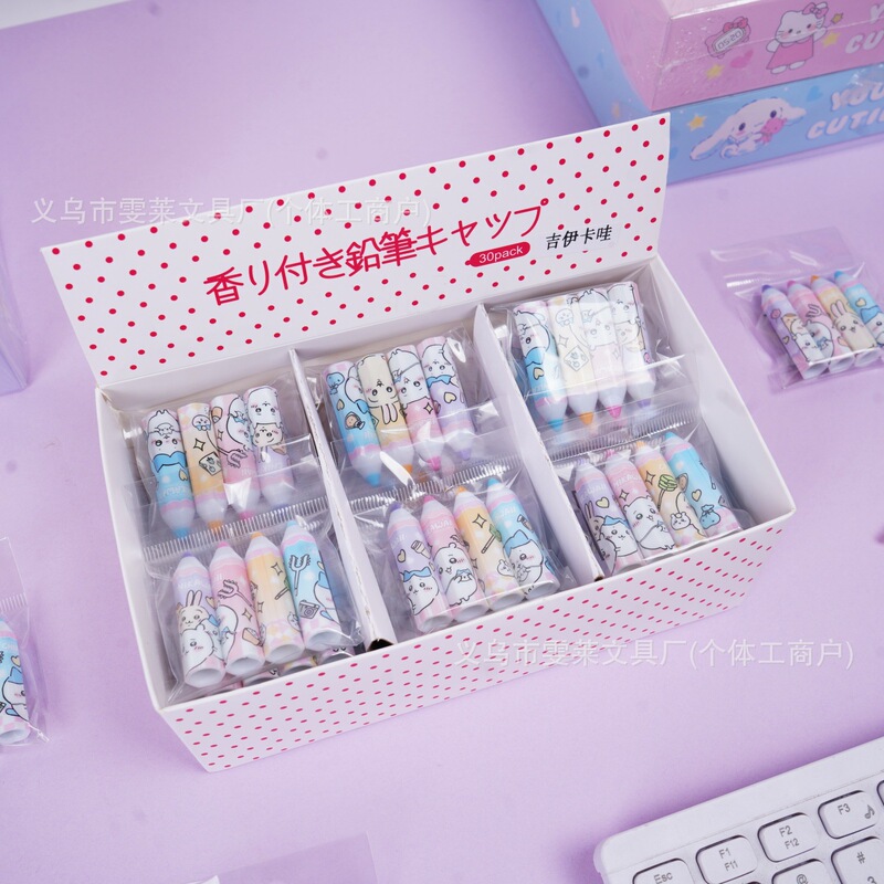 Creative Jiikawa Hexagonal Pencil Cap Cartoon Anime Usachi Pen Tip Protective Cover Student Pencil Extender