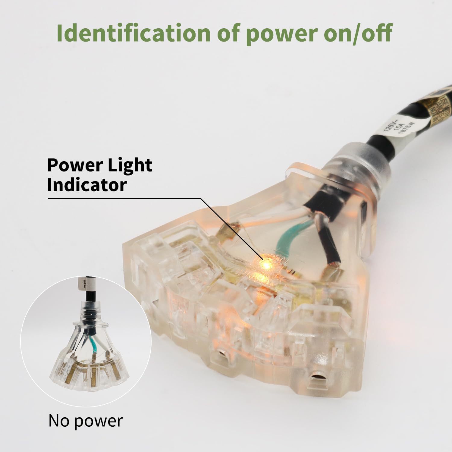 美标515P to 515R*3电源线3爪插座照明户外延长线