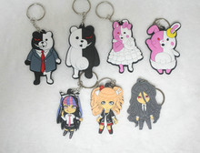 弹丸论破弹丸轮舞卡黑白熊通双面钥匙圈动漫软胶钥匙扣礼品挂件