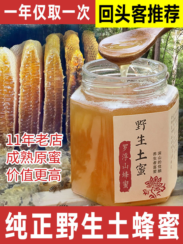 Wild Soil Honey, Pure and Natural, Farm-Produced, Authentic, Suitable for Pregnant Women, Winter Honey, Guangdong 500g, Lychee, Longan, Multi-Flower Honey