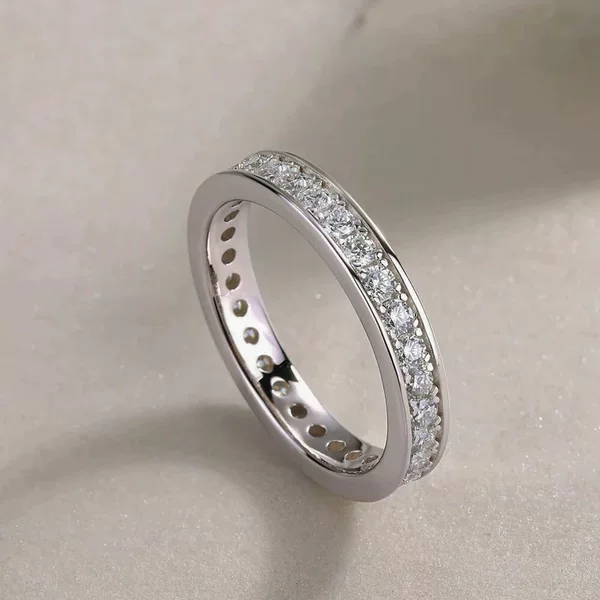 Huitan Wedding Stacking Micro-Encrusted Diamond Ring for Women Daily Matching Shiny Jewelry Fashionable Elegant Easiest for Match Ring