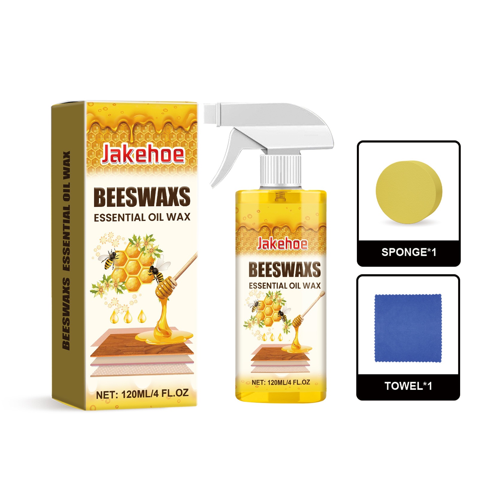 Jakehoe madera pulido pulverización cera de abeja para muebles de curado pulido protector de color nutriente anti-agrietamiento pulverización de madera seca image 7