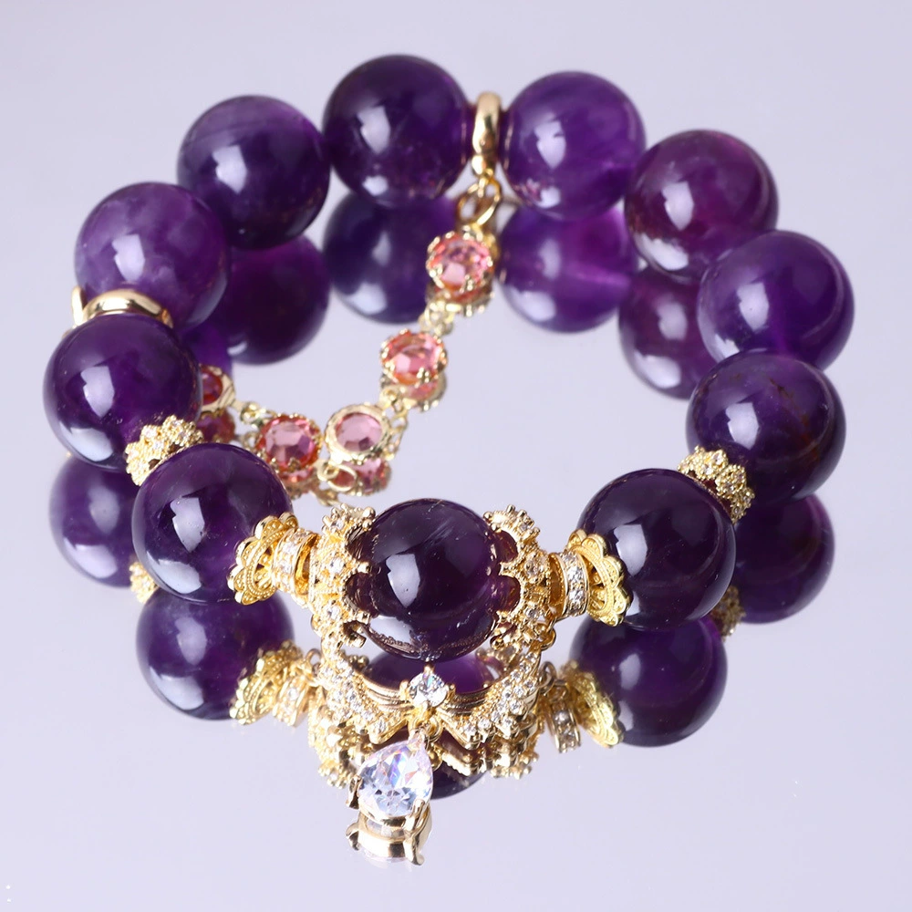 Натуральный уругвайский высококачественный браслет с аметистом для женщин, позолоченные ювелирные аксессуары, нишевый элегантный, новый браслет с аметистом в китайском стиле