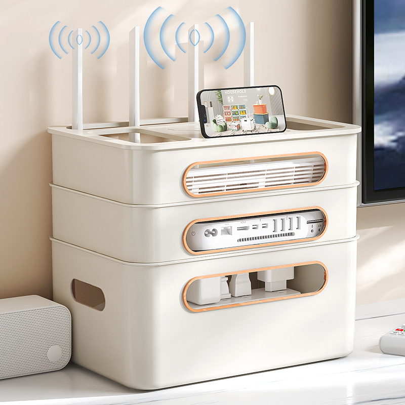 strict selection of home wifi socket tv set-top box storage rack wireless placement wire finishing router storage box