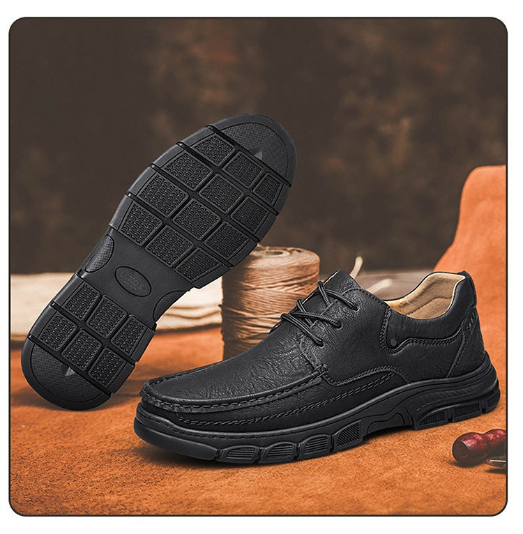 Giày da nam cỡ lớn mũi tròn đế bằng phong cách thường ngày — 18030 màu kaki, 18030 màu vàng nâu, 18030 màu đen, 18030, màu nâu sẫm chi tiết 3