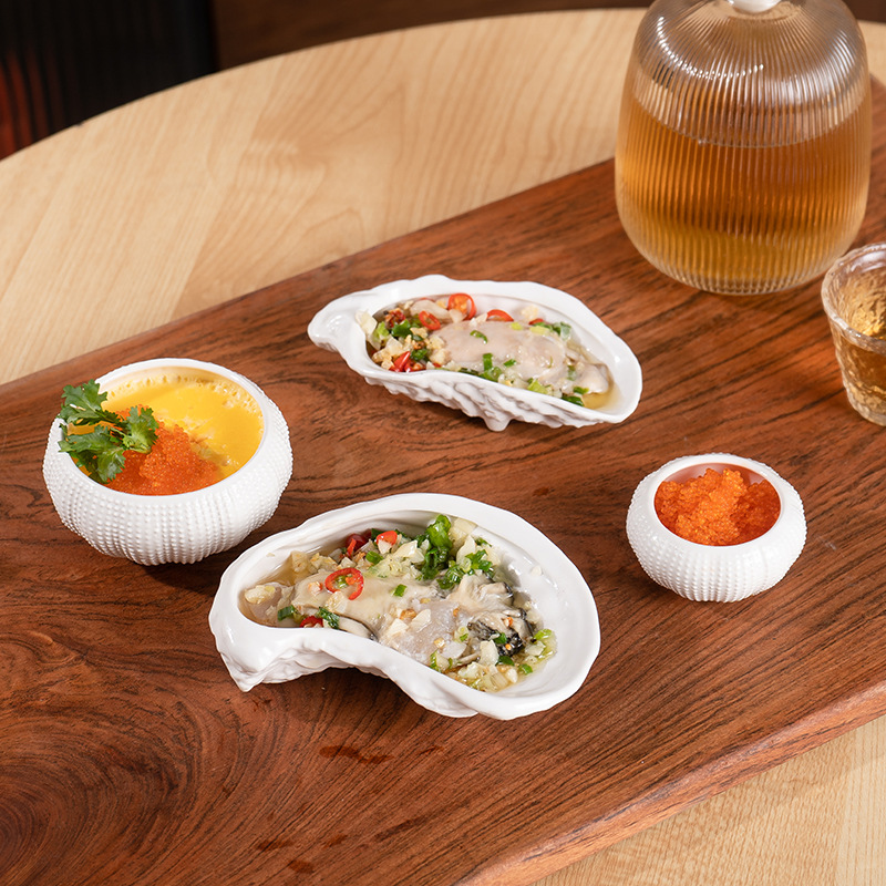 Assiette à huîtres en céramique de forme originale