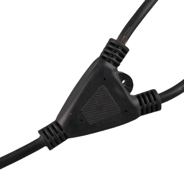 欧规电源插头线Y型三通分支连接线欧标一拖二母座线直流电源线