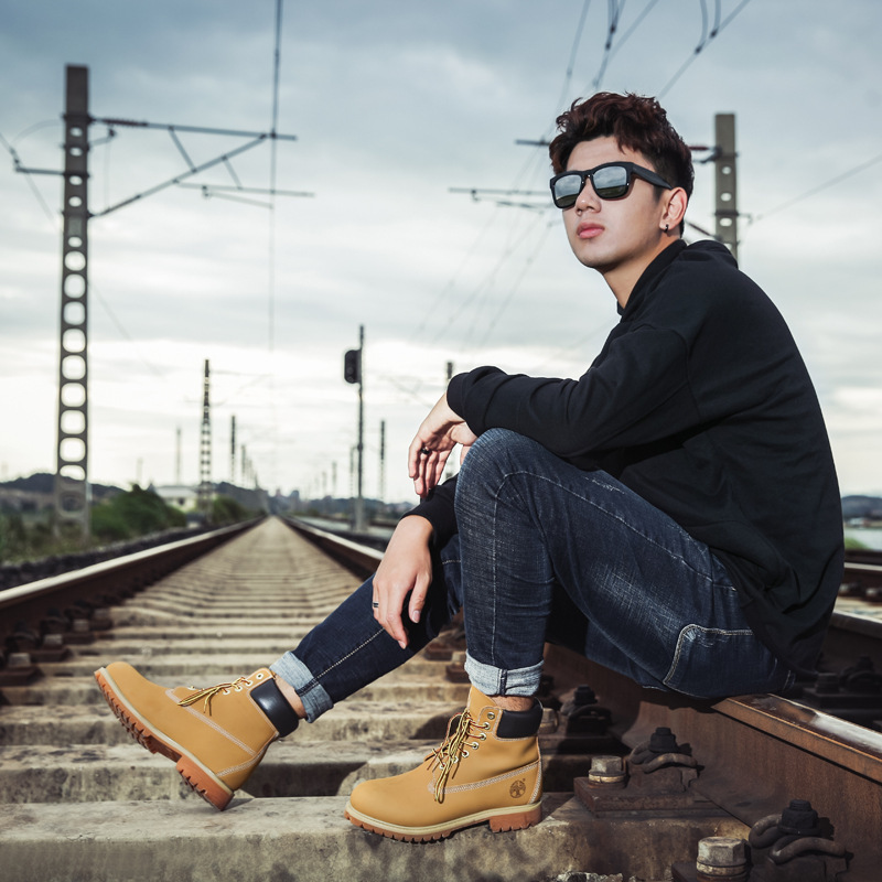 马丁靴户外男CAT鞋马丁天伯伦工装鞋冬季防水经典大黄靴