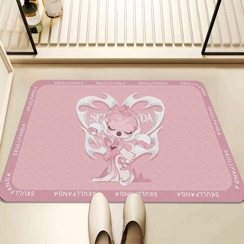 Cartoon Cute Dark Sweet Cool Bathroom Bathroom Diatom Mud Absorbent Mat Dirt-resistant Wear-resistant Dust-proof Foot Mat for Hair