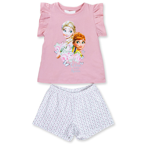 Princess Elsa Girls' Frozen Pajamas Summer Short Sleeve Cute Super Cute Cotton Internet Celebrity Middle and Older Children's Home Set