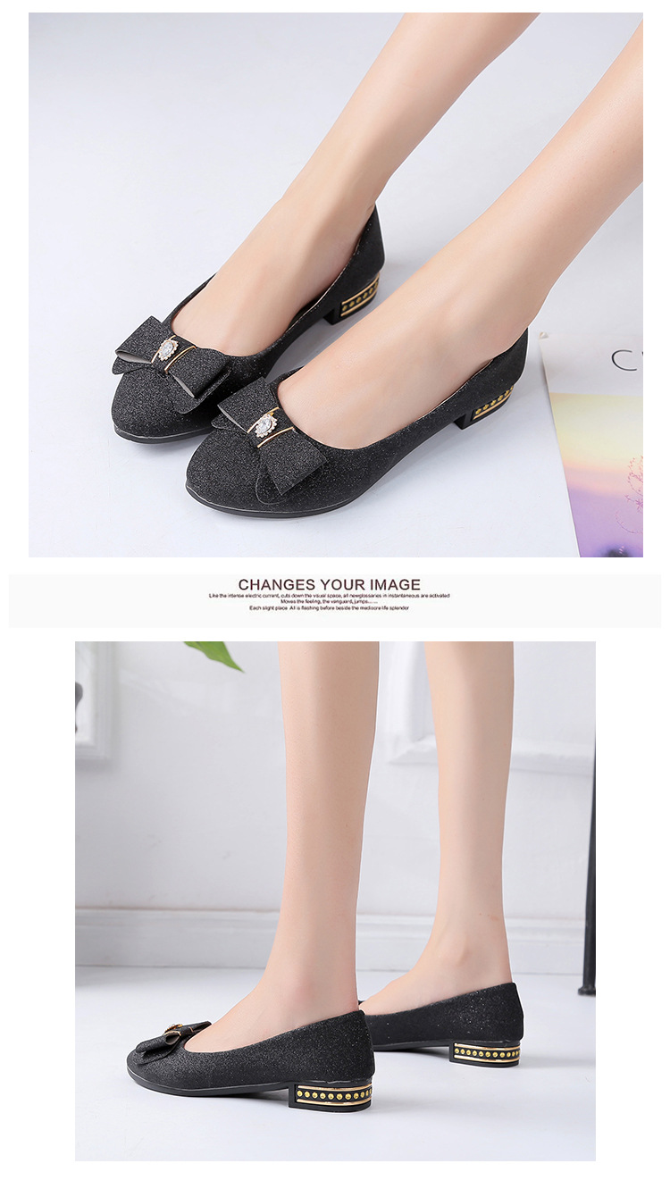 Spring Bow Knot Mom Shoes Low Cut Women's Sequined Soft Soled Loafers Professional Single Shoes_vogvips.com