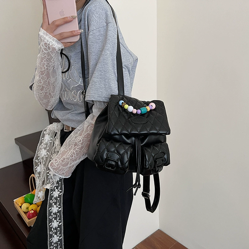 Small design cute backpack, shoulder bag with diamond pattern, trend of season