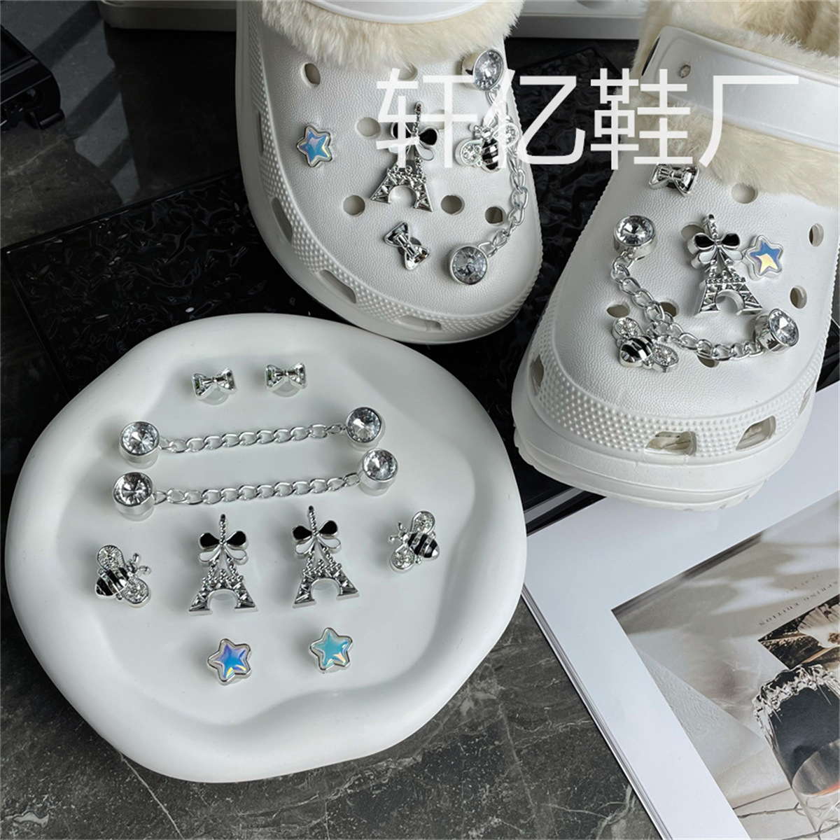 Nuevo ramo, zapatos de flores, agujeros de flores, accesorios de perlas tridimensionales de alta calidad, accesorios de bricolaje decorativos, zapatos de fragancia desmontables