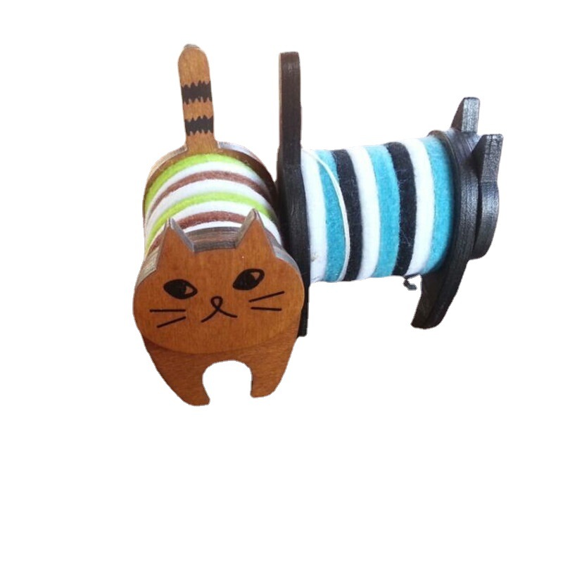 New Zakka Creative Miranda Cat Business Card Wooden Clip Wholesale Needlework Holder Solid Wood Business Card Holder Decorations Ornaments