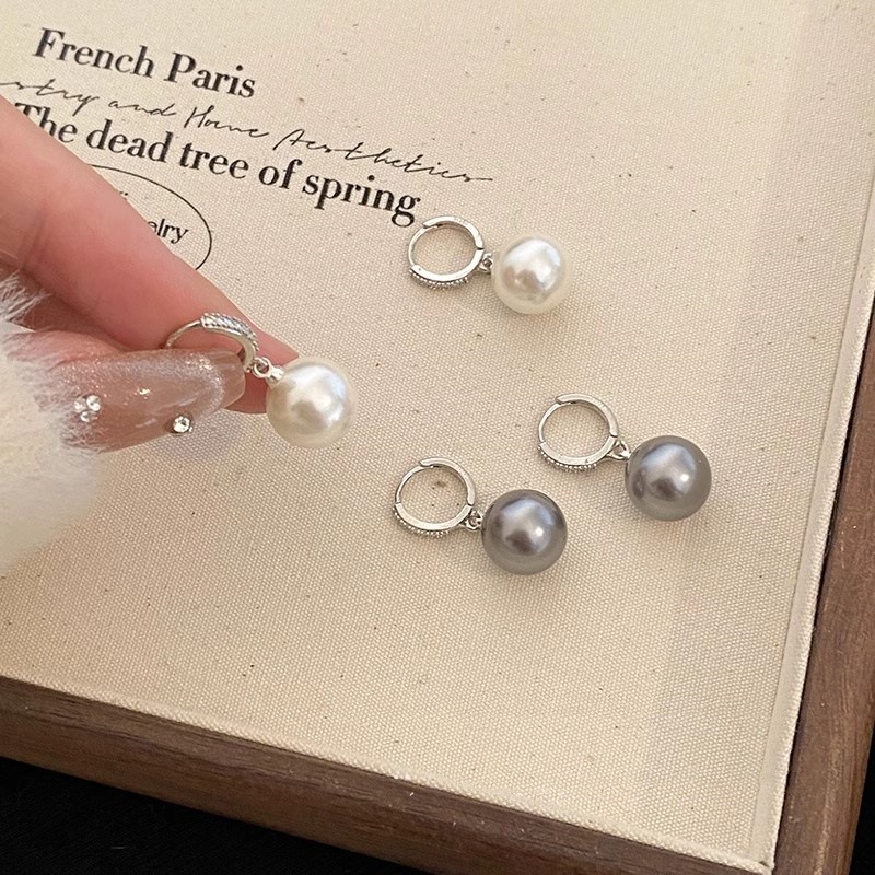 S925银针韩版耳钉简约气质小众个性珍珠耳环女高级感轻奢耳饰批发详情6