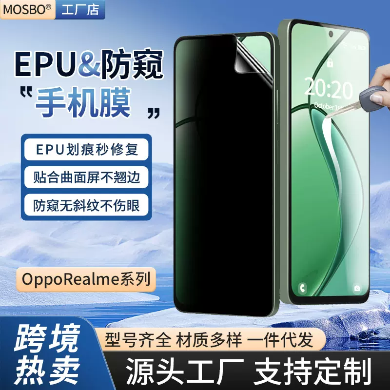 适用oppo Realme GT7/14T5G高清EPU自修复水晶膜全覆盖防窥水凝膜