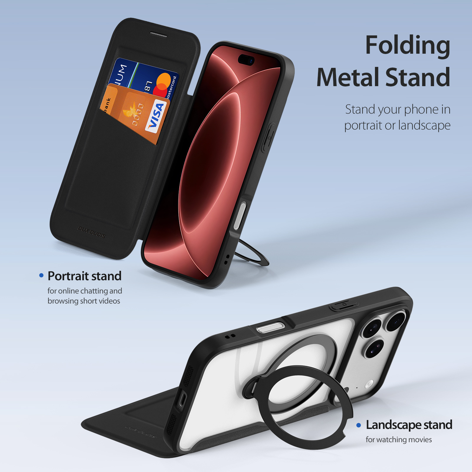 Funda de cuero para iPhone 17 con tapa abatible, compatible con MagSafe y ranuras para tarjetas, ideal para venta al por mayor de fundas para teléfonos Apple 18 Pro.