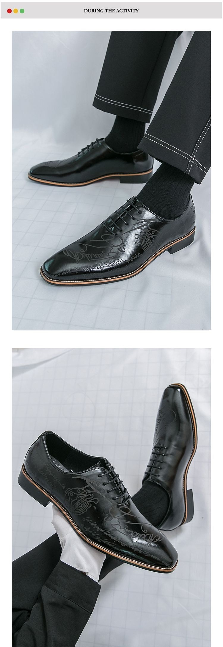 ShoeVault Nouvelles chaussures de ville et de mariage en cuir imprimé tendance et décontracté, style britannique, pointues, derby sculpté, pour hommes_voghion.com