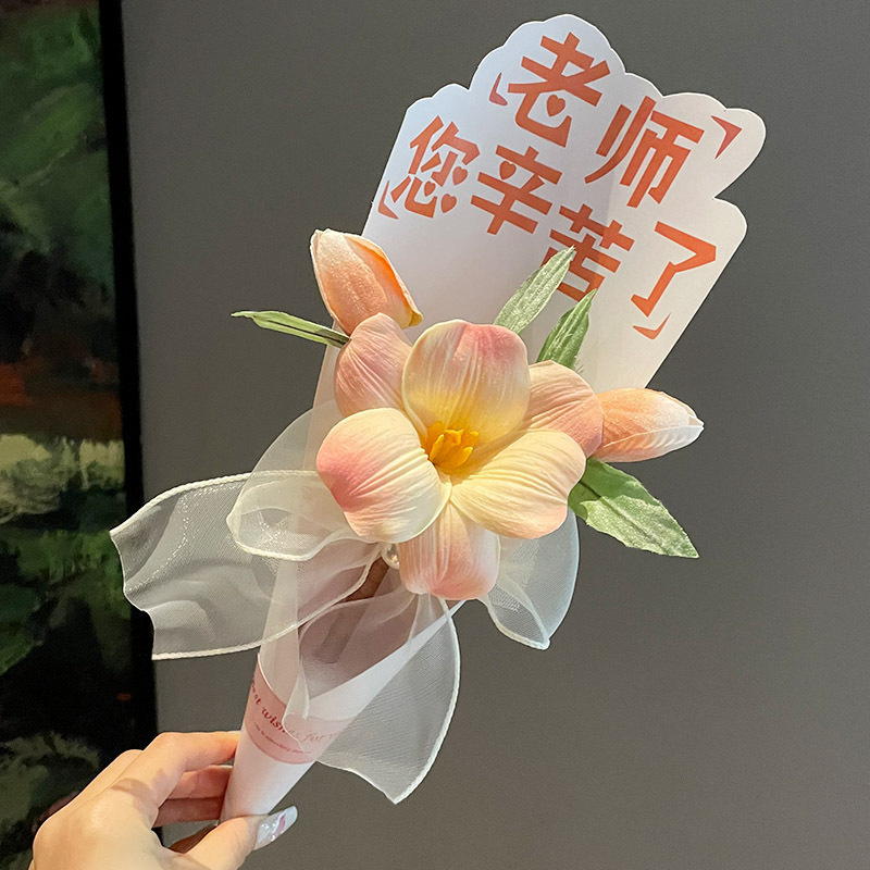 教師の日手作り DIY ギフト幼稚園女性教師のためのチューリップブーケ実用的なフラワーペン新学期ギフトペン|undefined