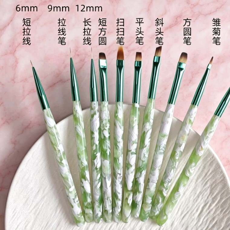 2026 New Model Fresh Green Acetate Nail Art Pen, Painting Pen, Line Drawing Pen, Phototherapy Pen, Specially Designed for Nail Technicians