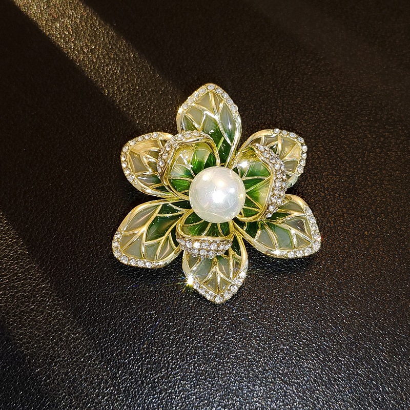 Retro Painted Flower Brooch Corsage Antique Enamel Peony Brooch Women's Niche Suit Lapel Clothing Accessories