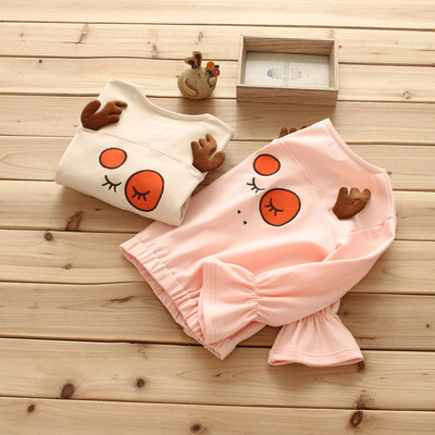 新品儿童外套女童春秋新款卡通开衫喇叭袖女宝宝外出服韩版潮款上|ms