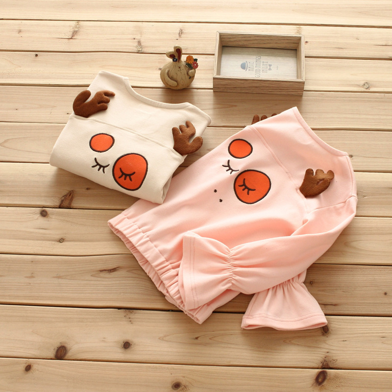 新品儿童外套女童春秋新款卡通开衫喇叭袖女宝宝外出服韩版潮款上|ms