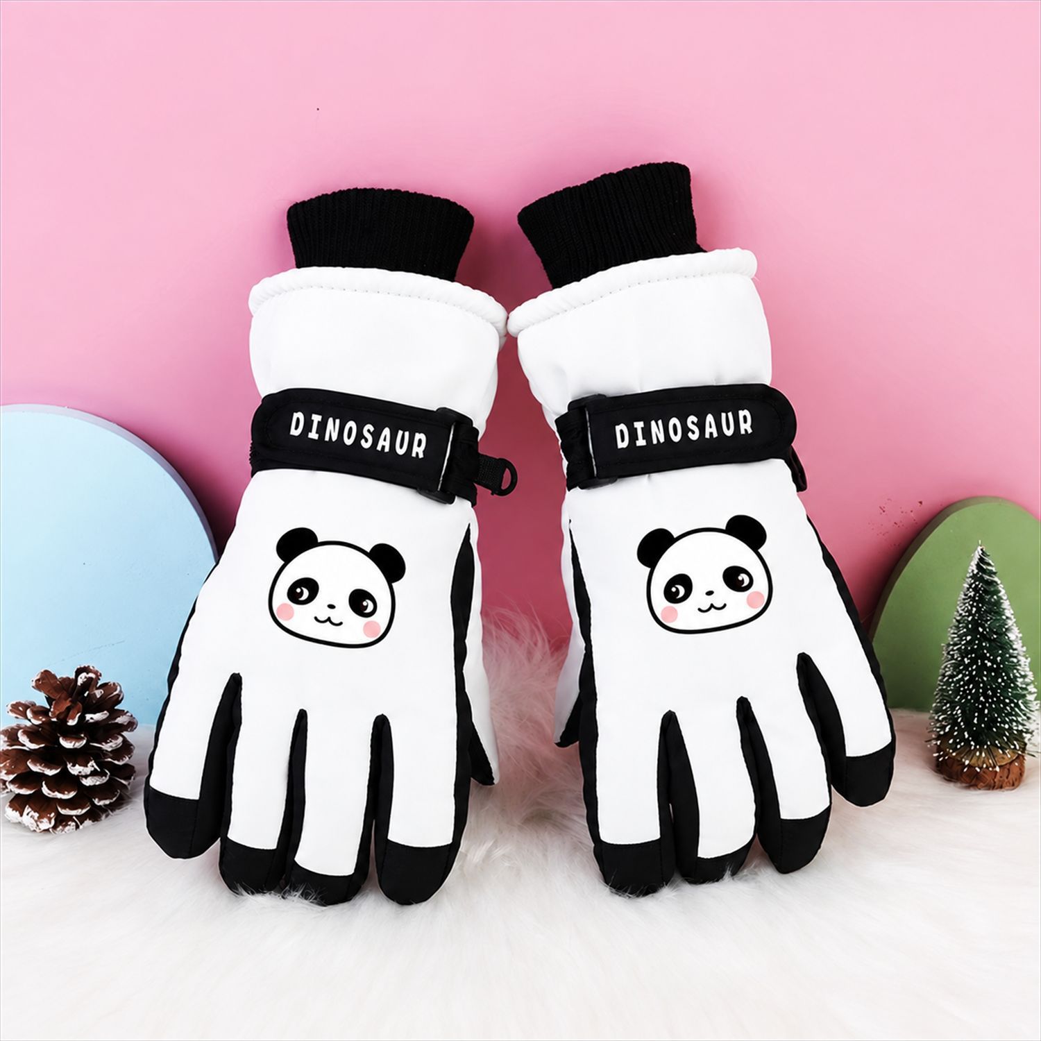 3-12 Guantes de algodón para niños a prueba de frío a prueba de agua a prueba de viento antideslizante de esquí caliente para jugar con algodón de nieve en invierno