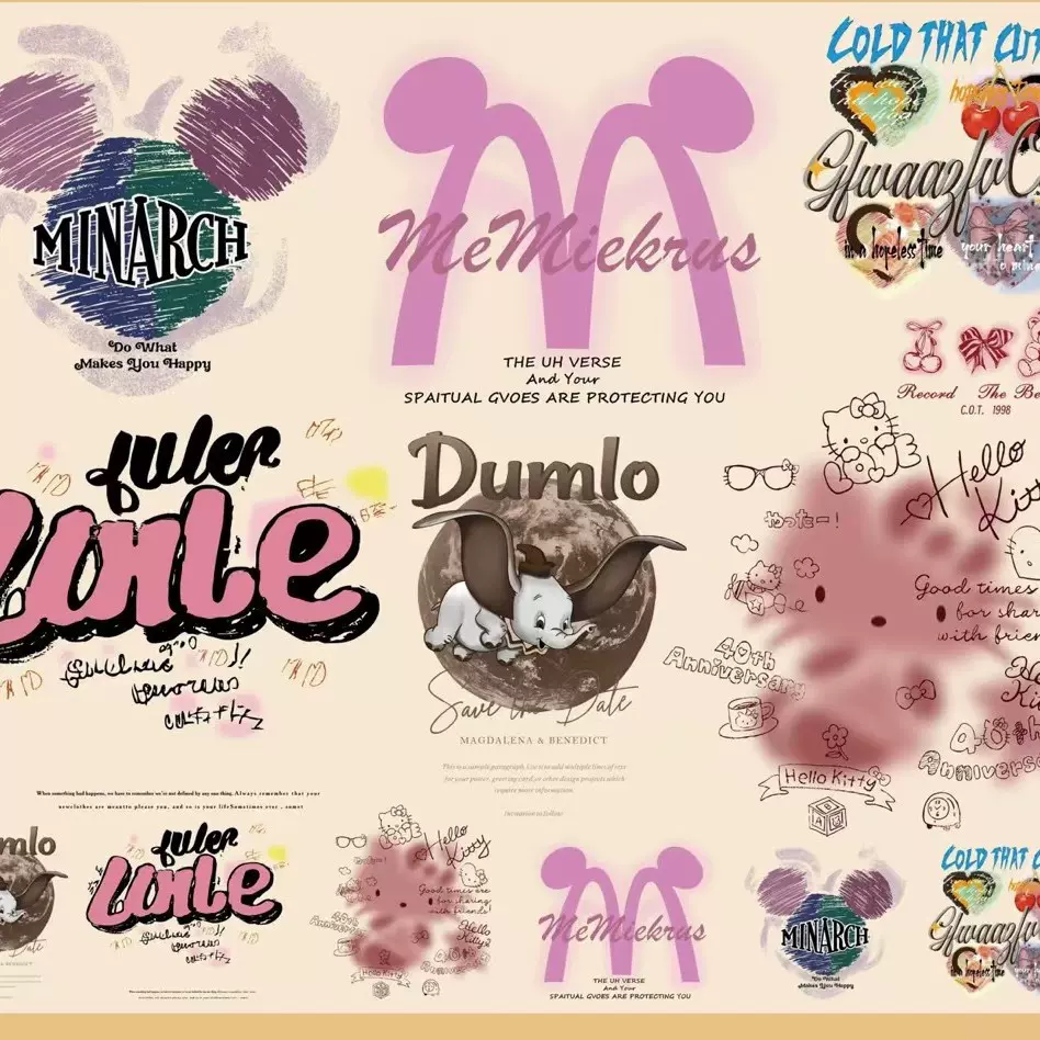 拉布布烫画柯式烫花烫印服装印花个性化定制热转印贴纸烫钻可烫