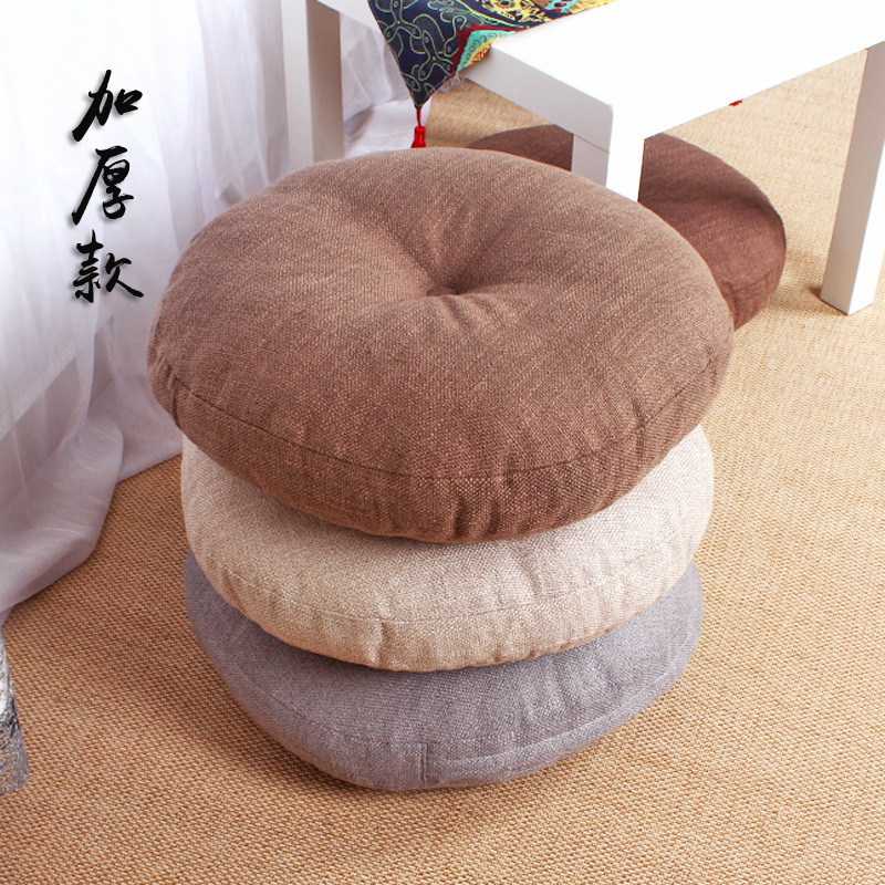 Linen Futon Seat Cushion Thickeneded Cushion Fabric Bay Window Balcony Meditation Tatami Cushion Pouf Waist Protector