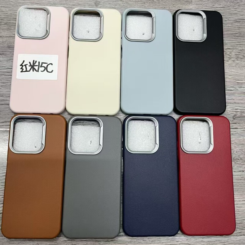 Suitable for Redmi Note15 15C A7Pro Leather-Textured Mobile Phone Case Anti-Slip Tpu Note14 A5 All-Inclusive Soft Case