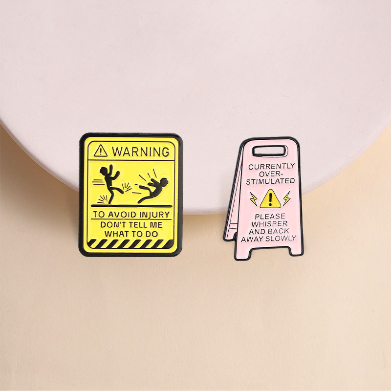 Funny warning badge for social anxiety, quirky personalized school bag denim metal pin Funny warning badge for social anxiety, quirky personalized school bag denim metal pin