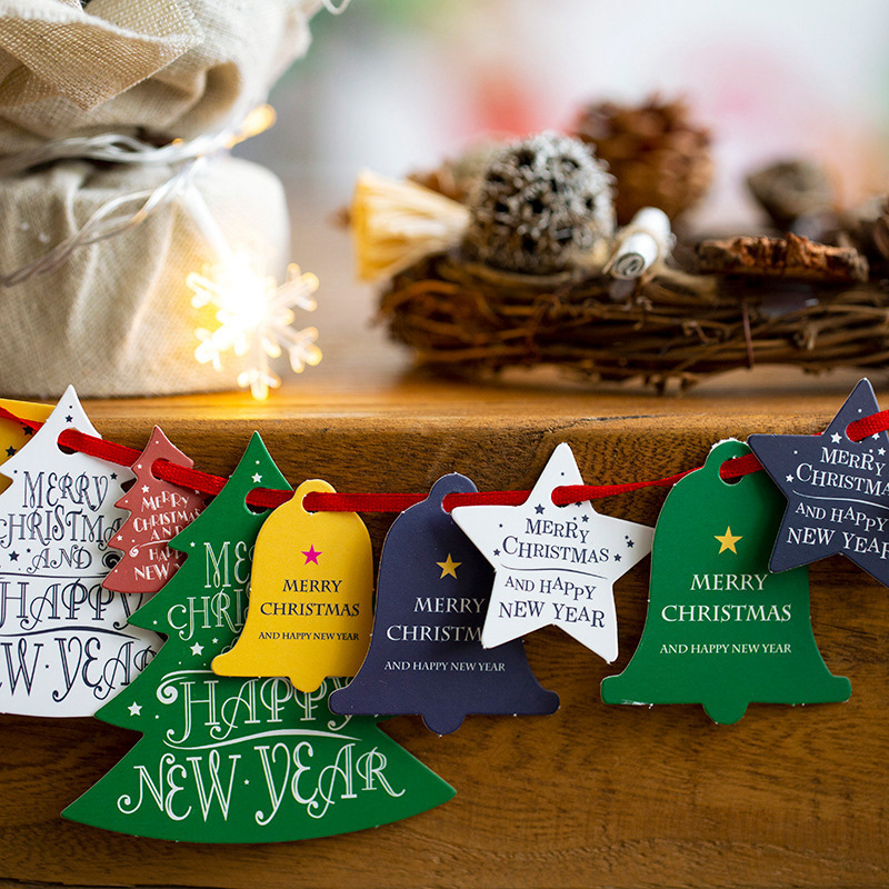 跨境圣诞小吊牌卡片定 制diy礼物包装订 制装饰挂牌卡饰品卡片