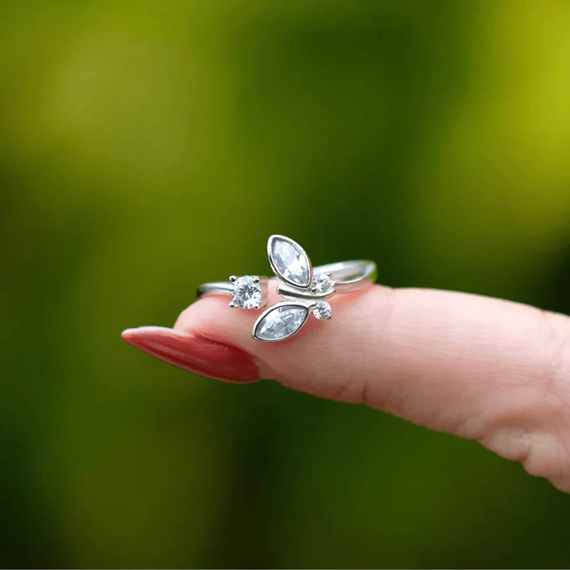 5g Weight 925 Sterling Silver Butterfly Open Rings
