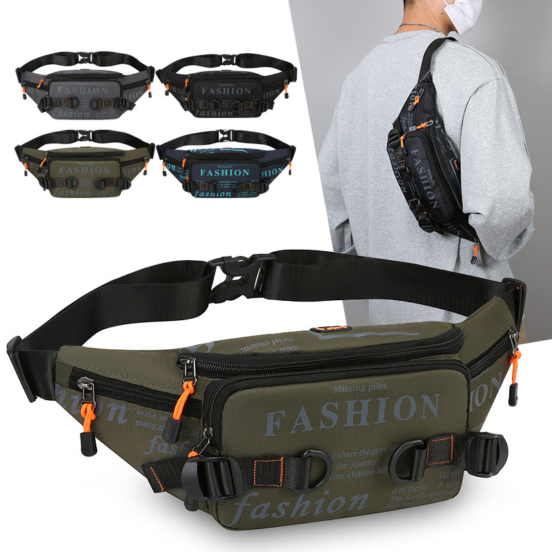 Bolso de pecho de hombre al aire libre, moda de ocio de la calle, bolso de hombro para teléfonos móviles, moda de letras de bicicleta, bolso de cintura deportivo