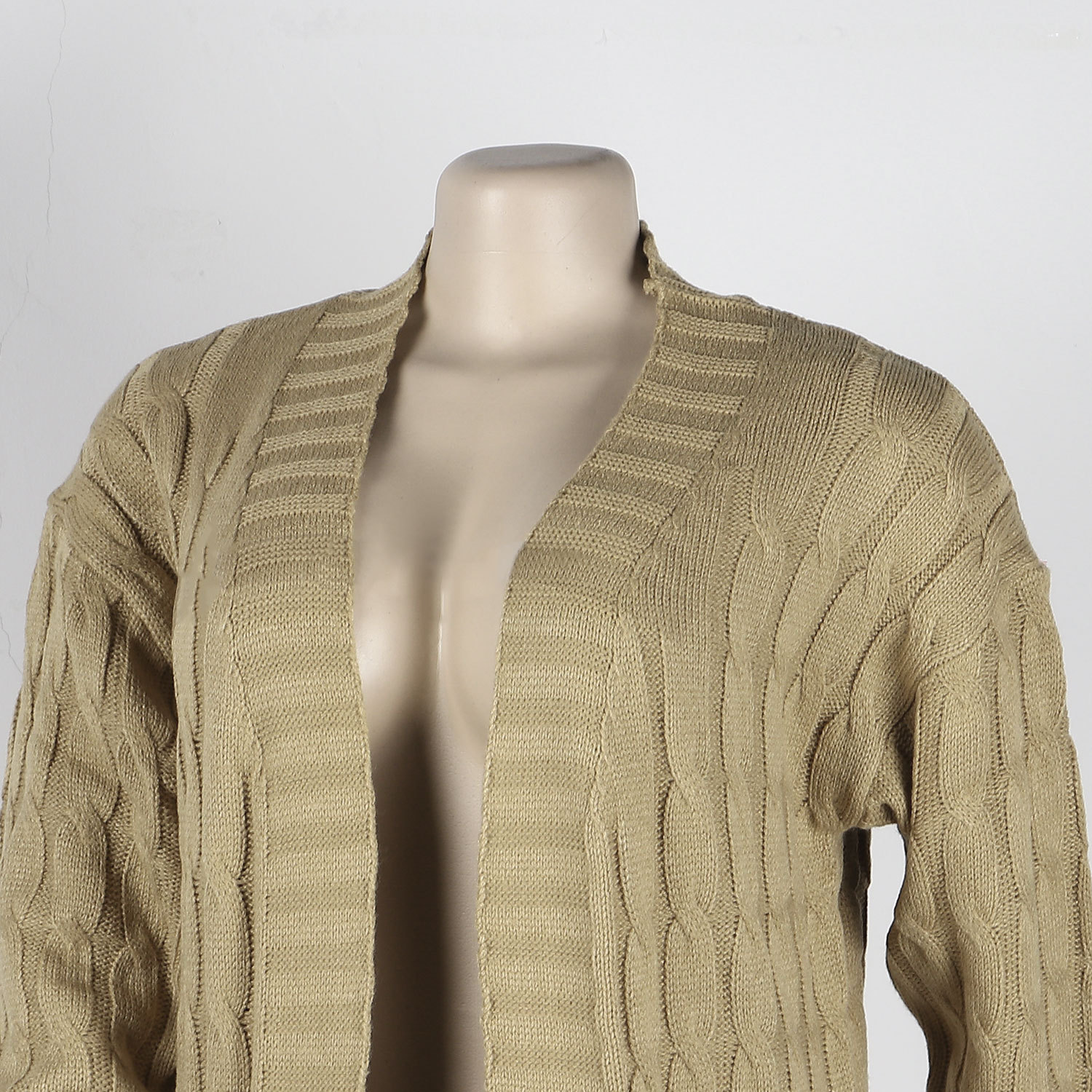 Damen Strickjacke Lang Aus Grobstrick In Unifarben Wintermantel_voghion.com